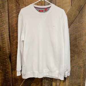 IZOD Men's Saltwater Long Sleeve French Terry Crewneck Sweatshirt White, L